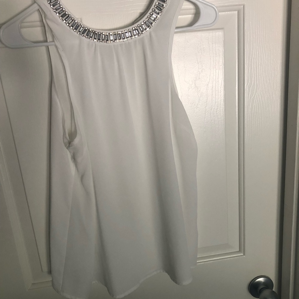 White blouse with bling neckline